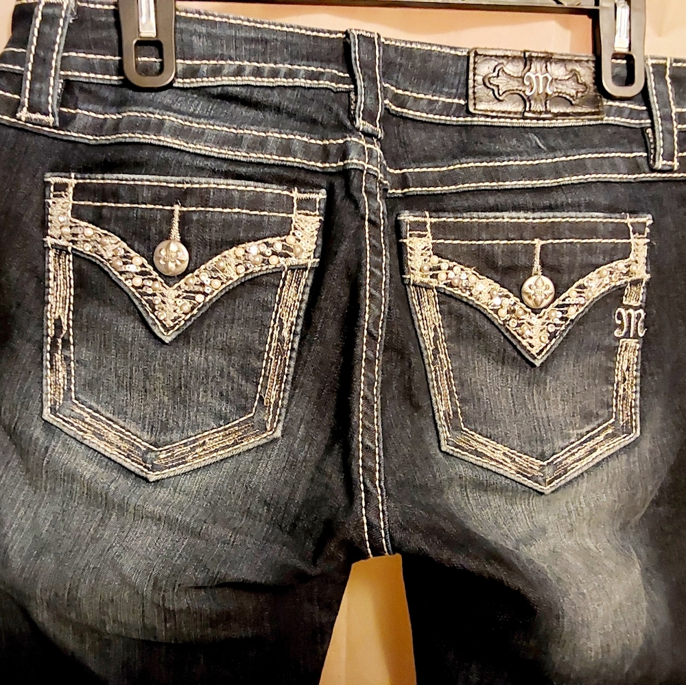 Missme jeans Women's Blue Embellished Jeans size 30 signature boot cut